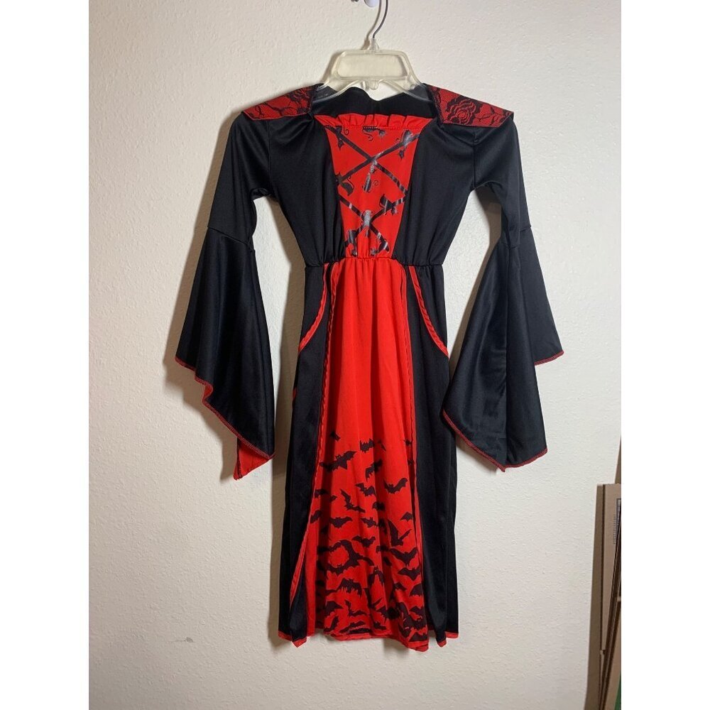 Halloween Costume Vampire Dress Bats Cats Black Red Girls Size Small